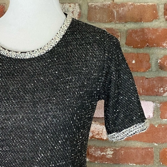 Cabi Coco Shell Top Short Sleeve Tweed Gray Pullover size small - Picture 5 of 8